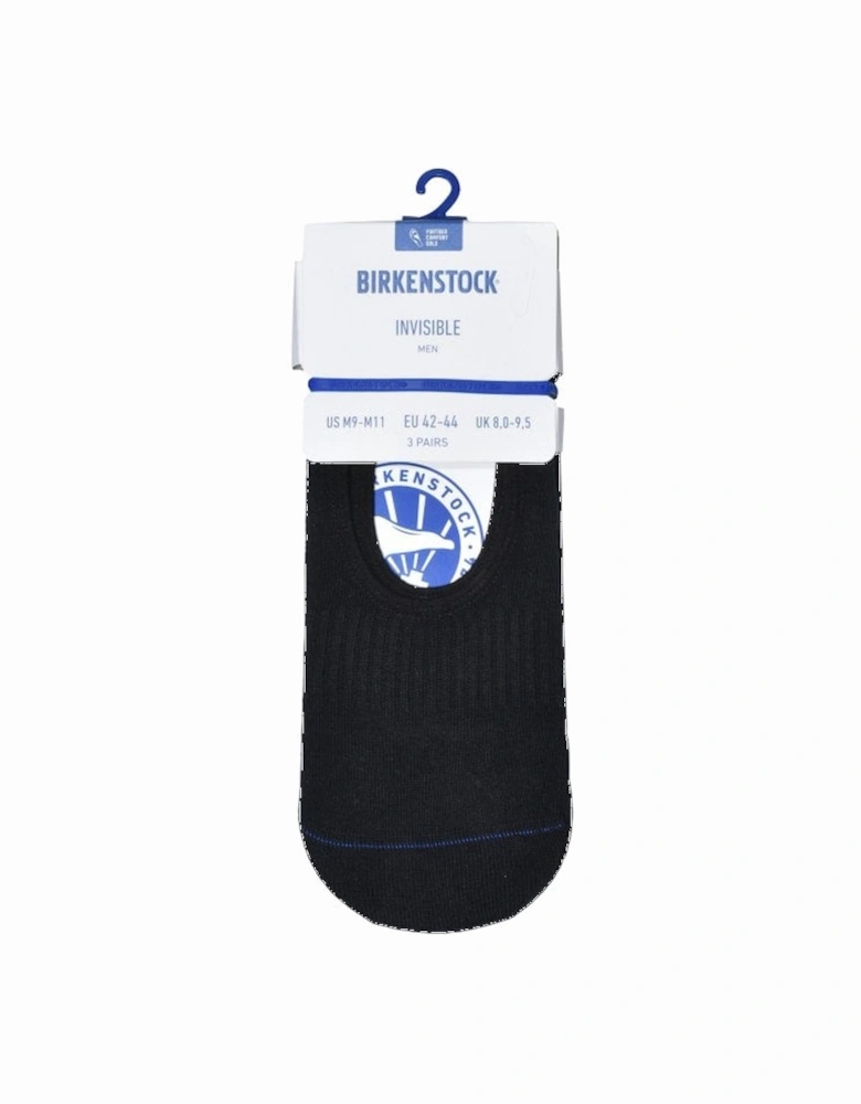 3-Pack Organic Cotton Sole Invisible Socks, Black
