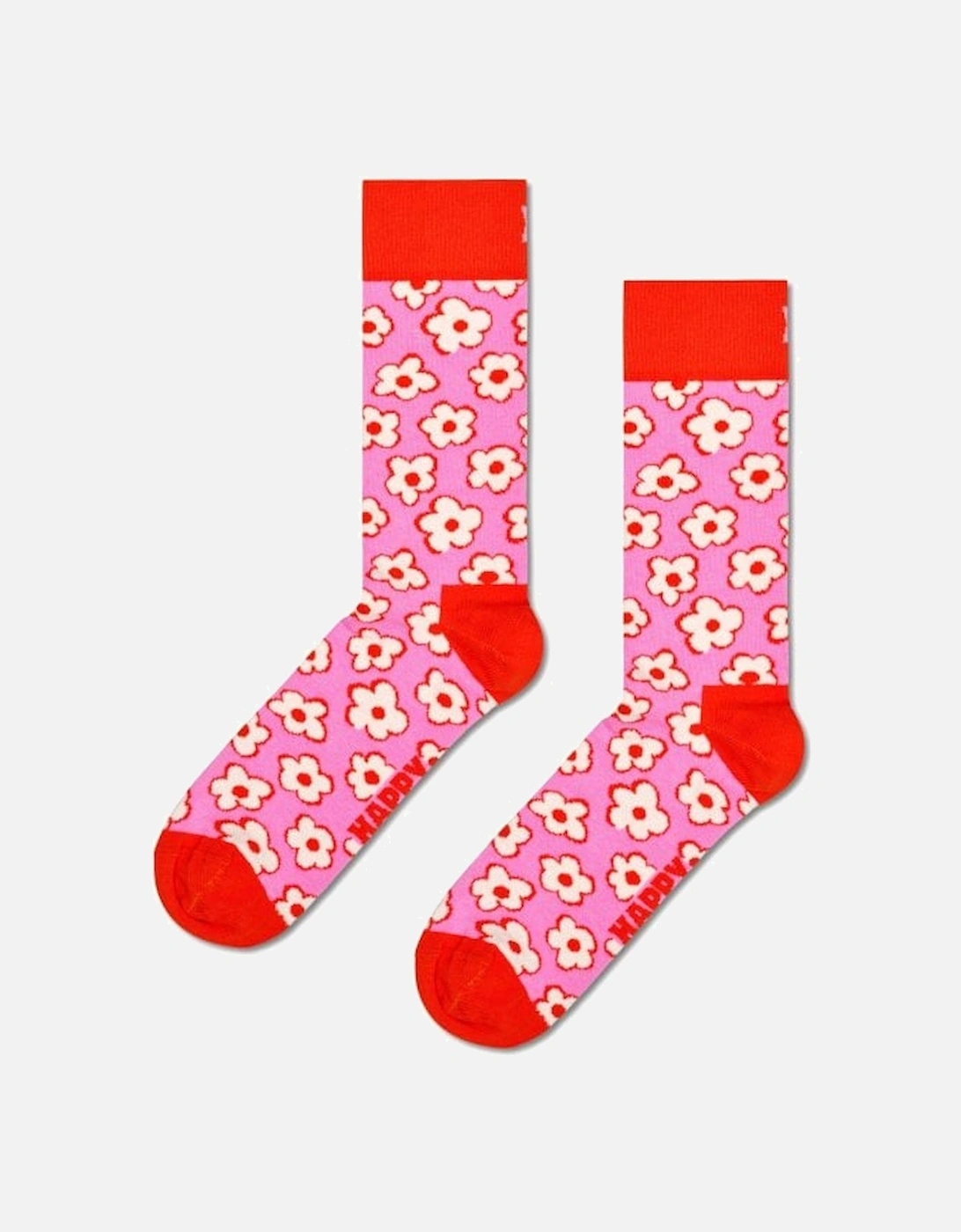 Happy Socks Men's Pink Flower Socks, - : 10/9.5/9/10.5/11/11.5/12/12.5 Medium