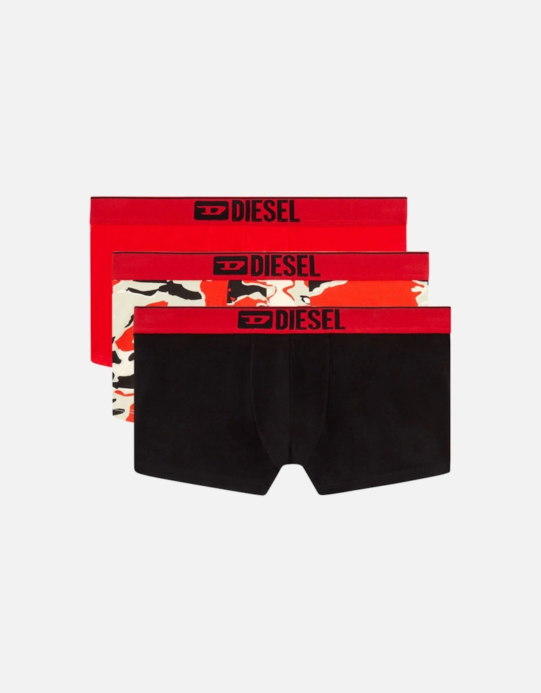 3-Pack Camo & Solid Boxer Trunks, Red/Black/Multi