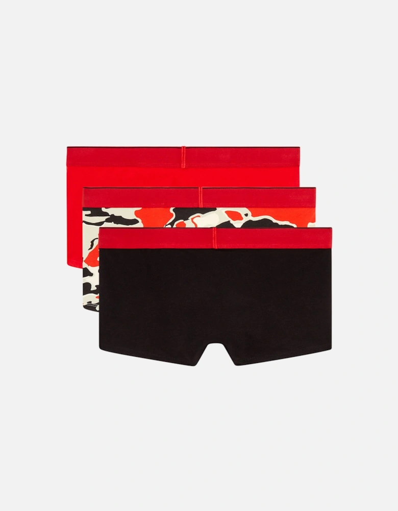 3-Pack Camo & Solid Boxer Trunks, Red/Black/Multi