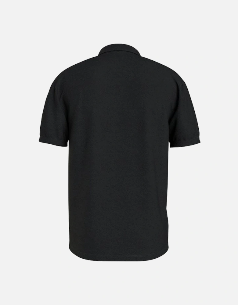 Towelling Polo Shirt, Black