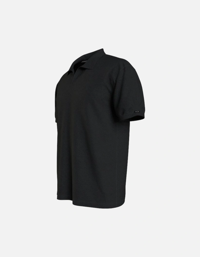 Towelling Polo Shirt, Black