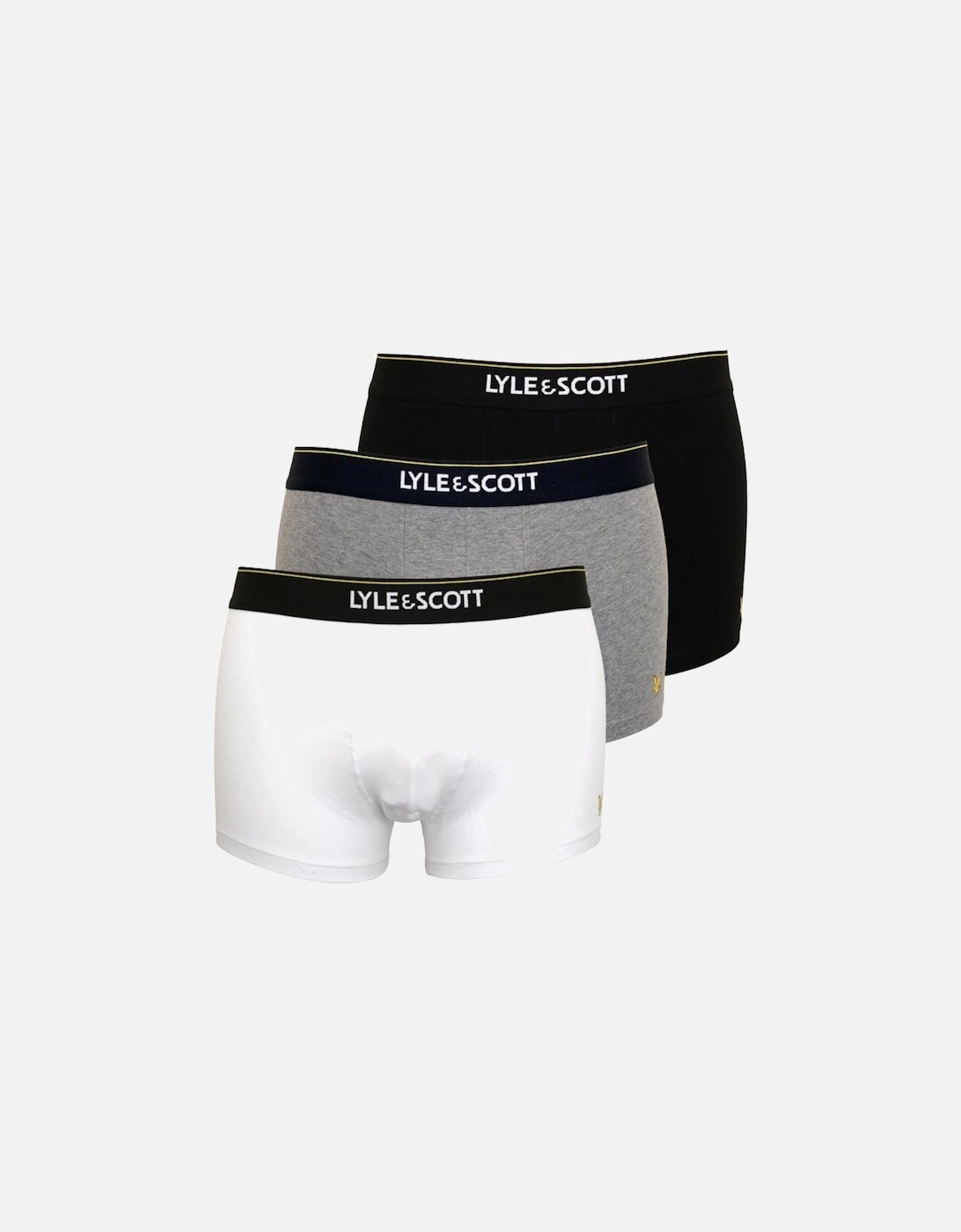 3-Pack Placed Logo Boxer Trunks, Black/White/Grey, 8 of 7