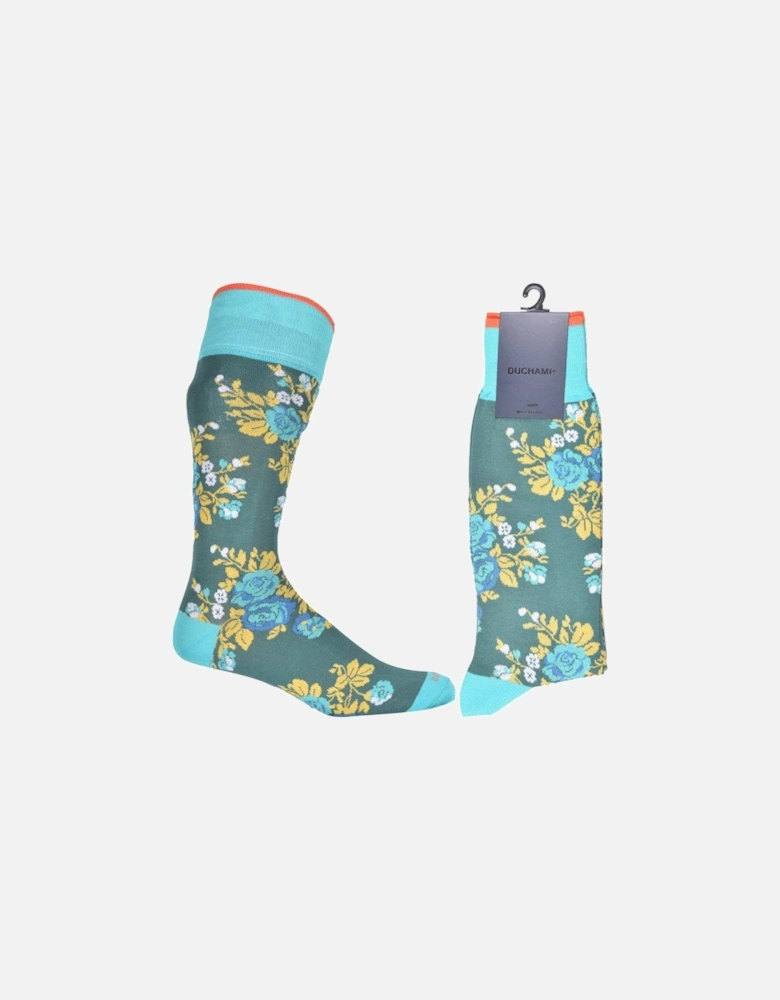 Rose Socks, Teal/turquoise