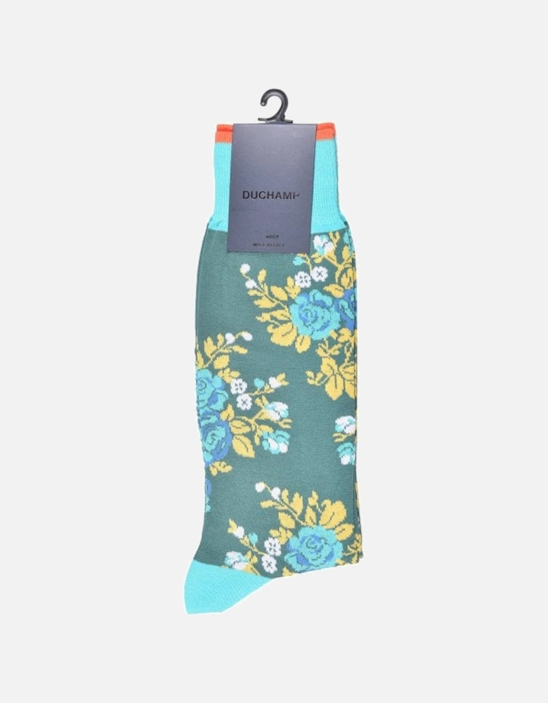 Rose Socks, Teal/turquoise
