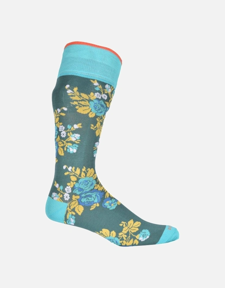 Rose Socks, Teal/turquoise