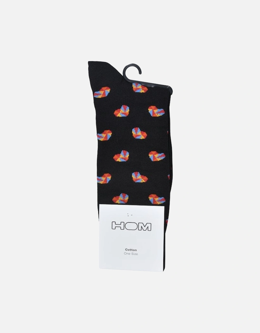 Romeo Hearts Print Socks, Black