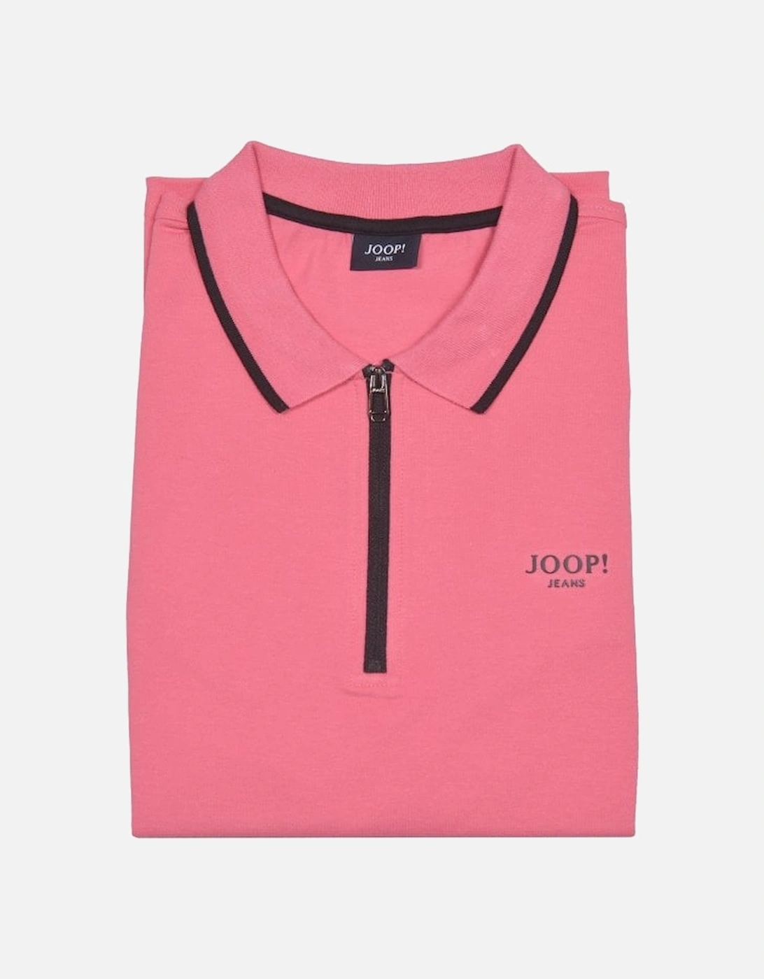 Jeans Qtr Zip Contrast Pique Polo Shirt, Pink/black