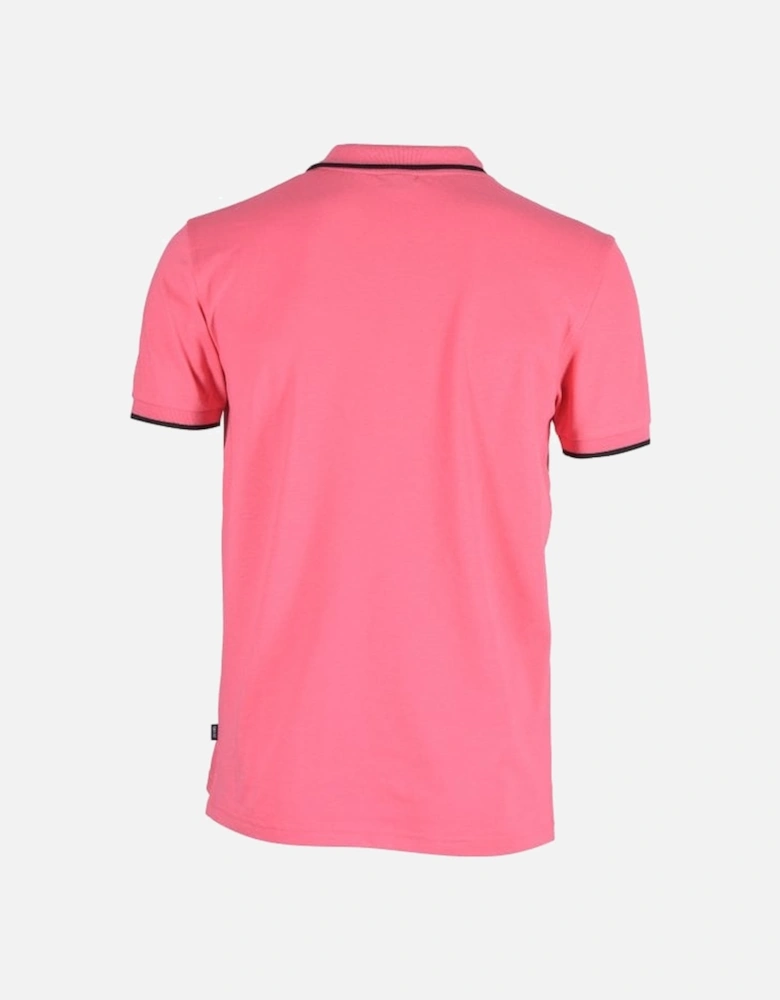 Jeans Qtr Zip Contrast Pique Polo Shirt, Pink/black