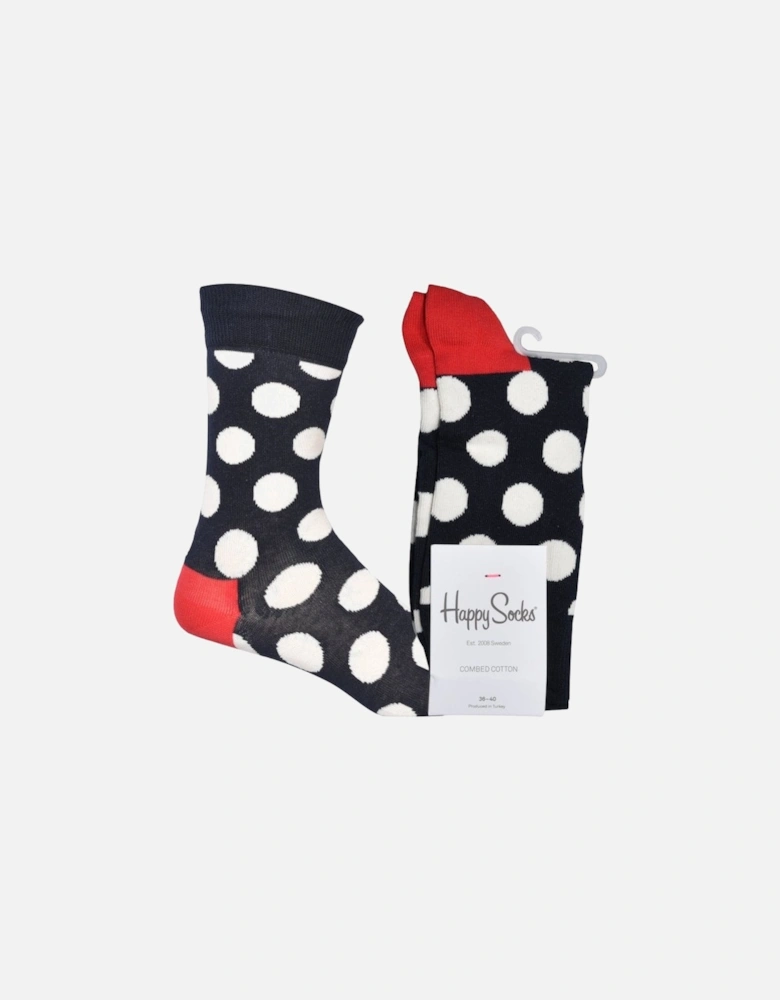 Big Dot Socks, Navy/White