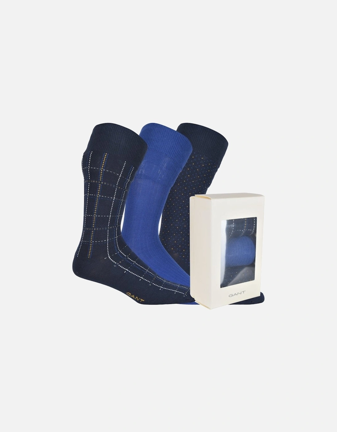 3-Pack Check & Dot Socks Gift Set, Navy/blue, 7 of 6