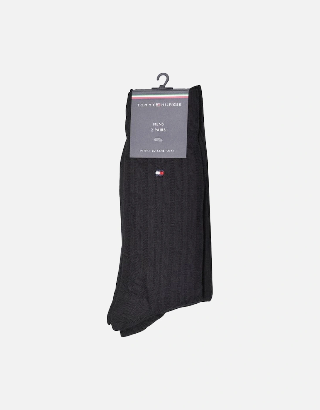 2-Pack Fancy Ribbed Socks, Black