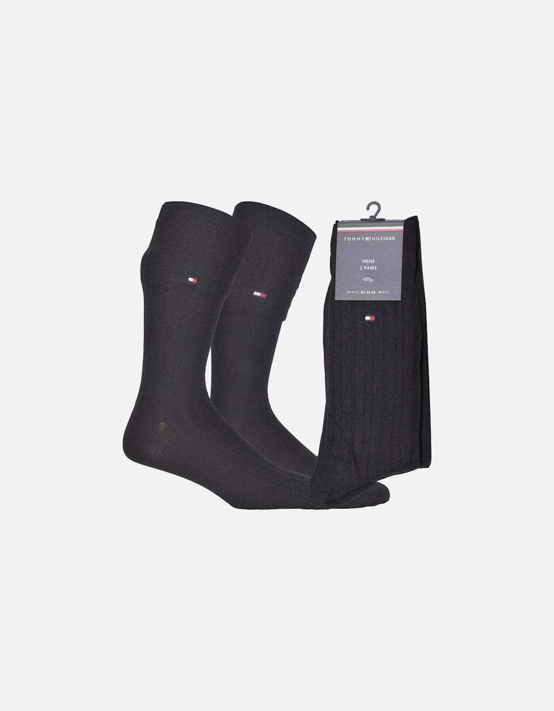 2-Pack Fancy Ribbed Socks, Black, 6 of 5