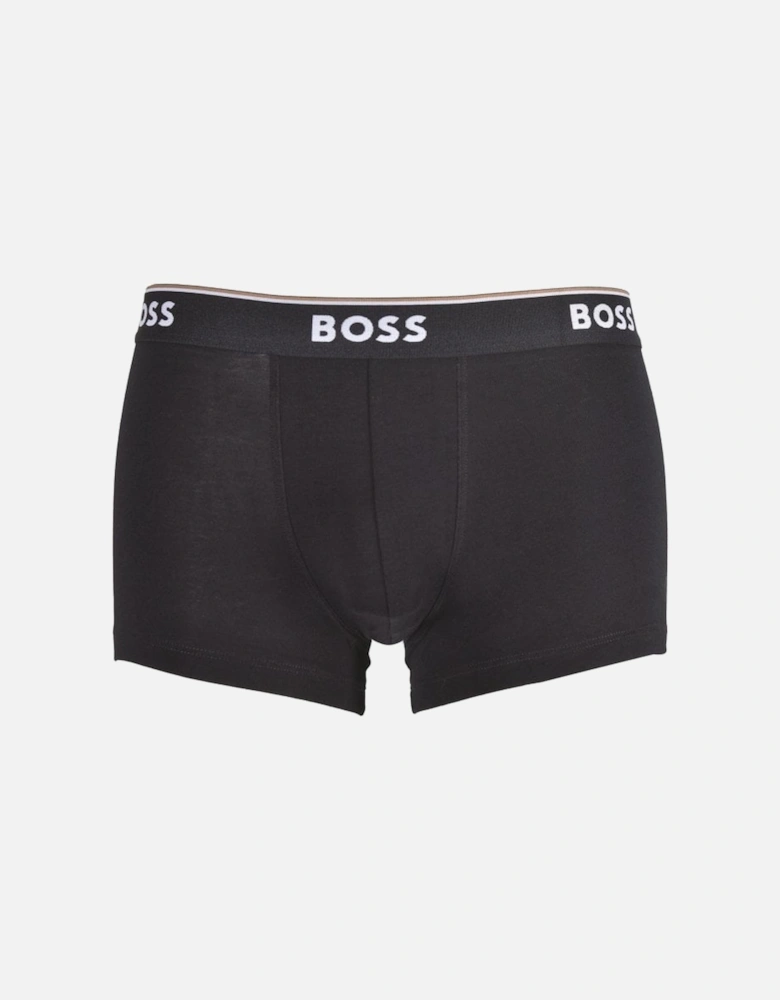 3-Pack Power Logo Boxer Trunks, Black/White/Grey