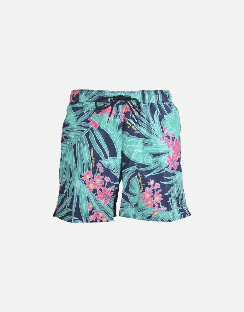 Tropical Swim Shorts, Turquoise/navy
