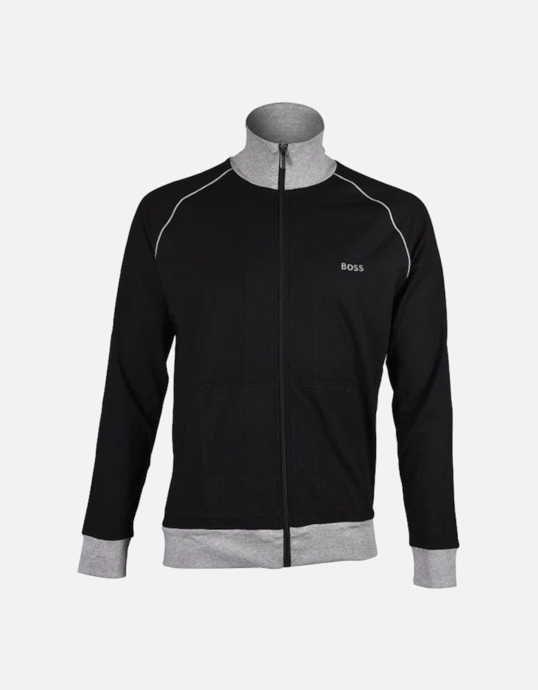 Mix & Match Zip-Thru Loungewear Track Jacket, Black/grey
