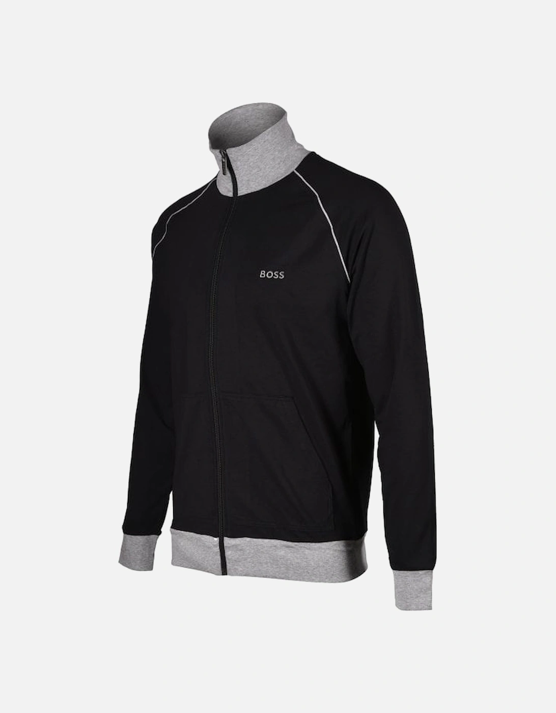Mix & Match Zip-Thru Loungewear Track Jacket, Black/grey
