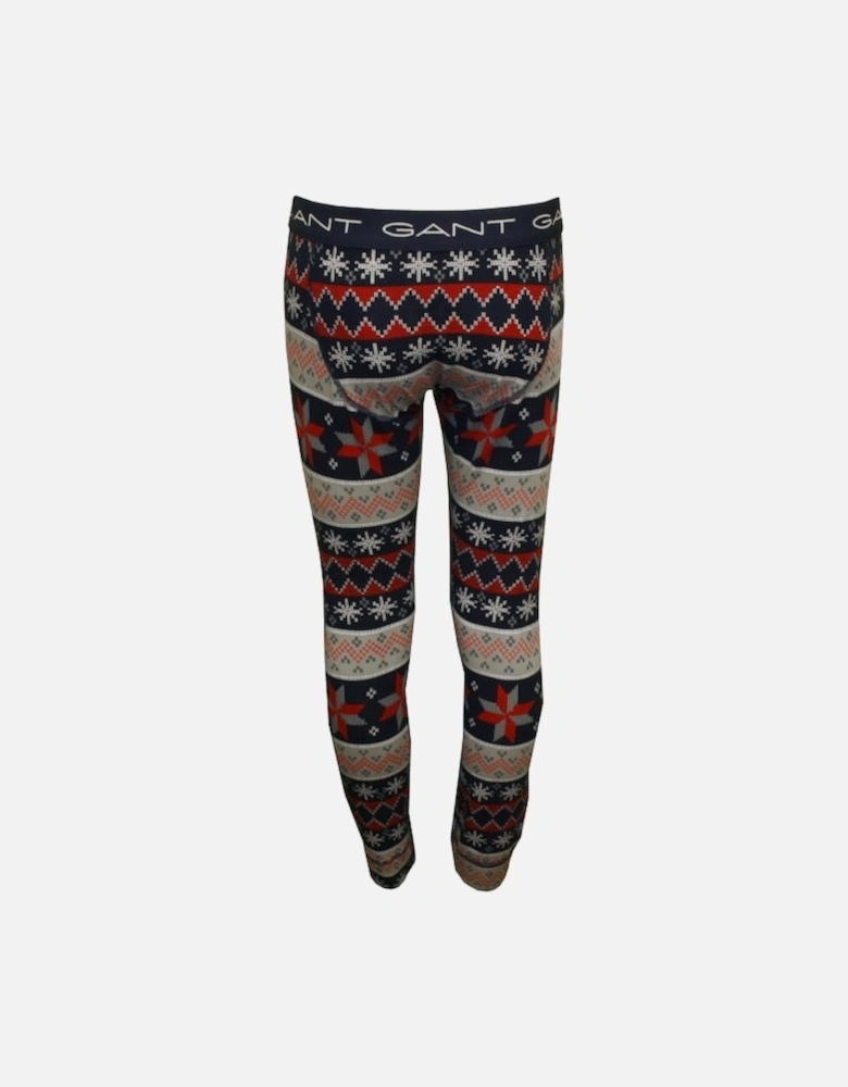 Fair Isle Print Boys Long Johns, Grey/Blue