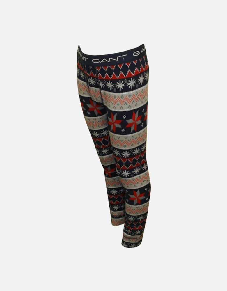 Fair Isle Print Boys Long Johns, Grey/Blue