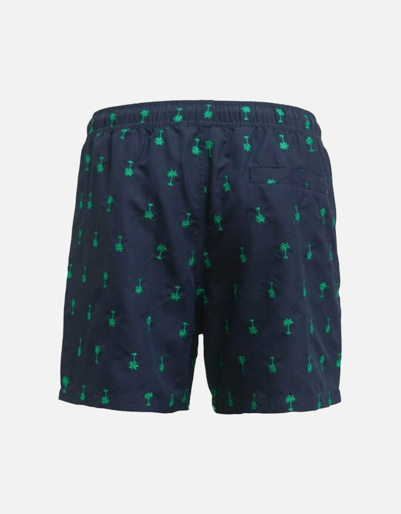 Santiago Palms Embroidery Swim Shorts, Navy