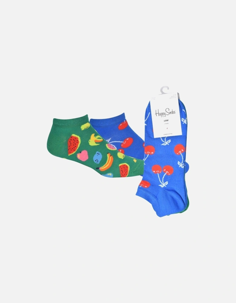 2-Pack Fruit Trainer Socks, Blue/Green