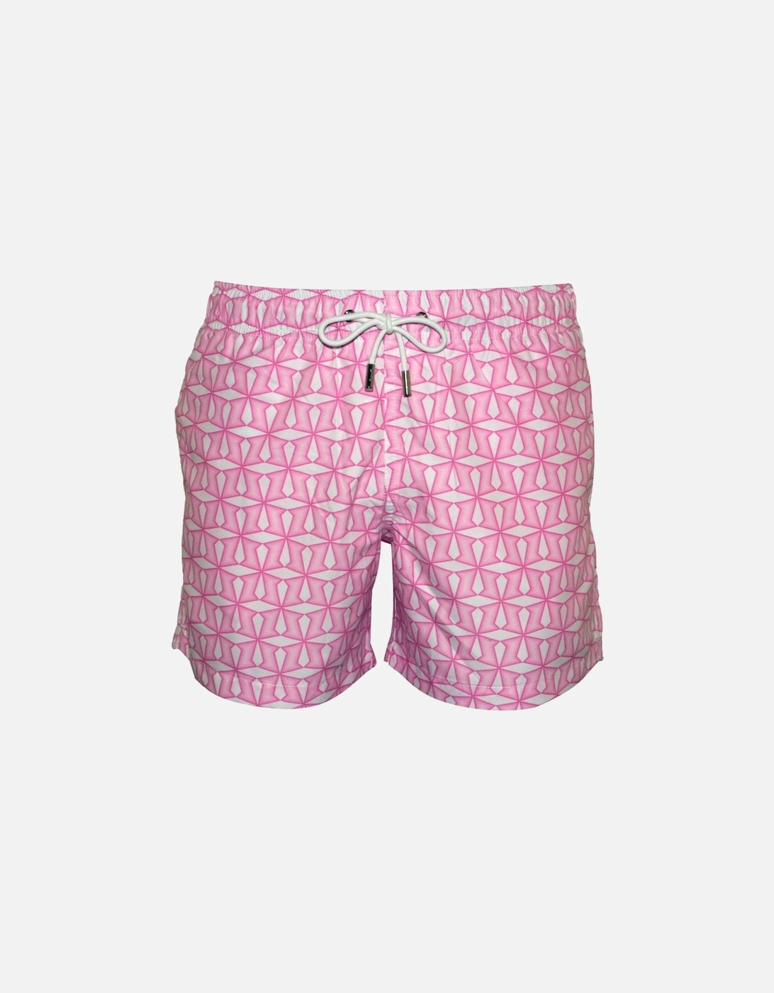 Geometric Print Swim Shorts, Soft Pink, 7 of 6