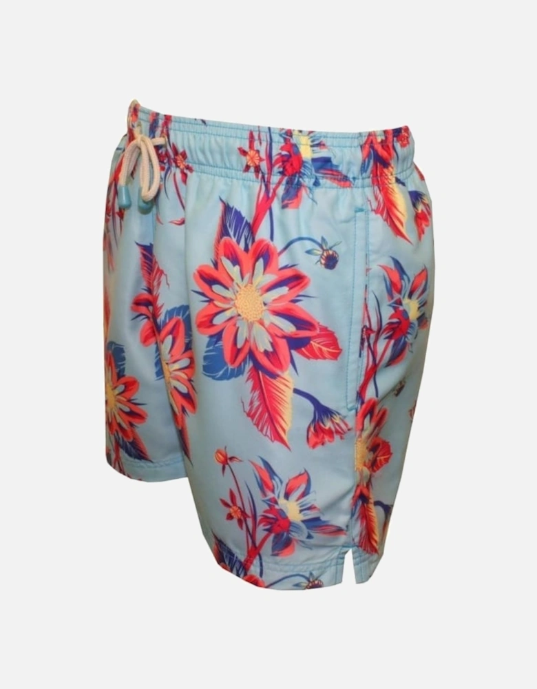 Tuckernuck Original Mid-Length Dahlia Floral Print Swim Shorts, Blue