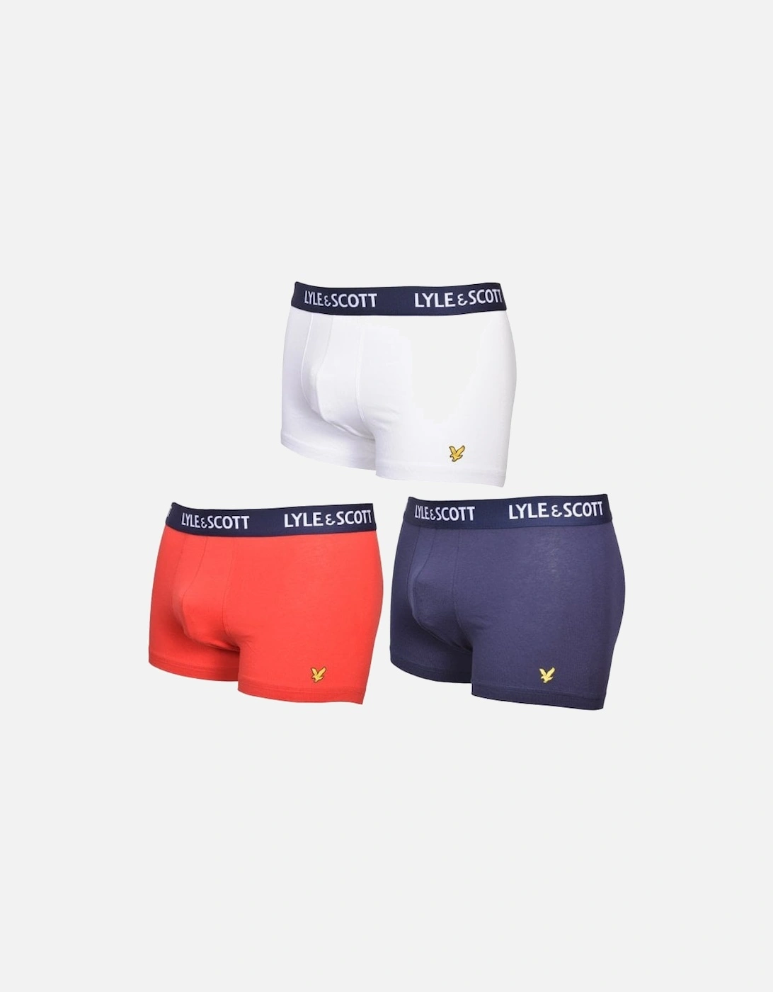 3-Pack Classic Logo Boxer Briefs, Red/White/Navy