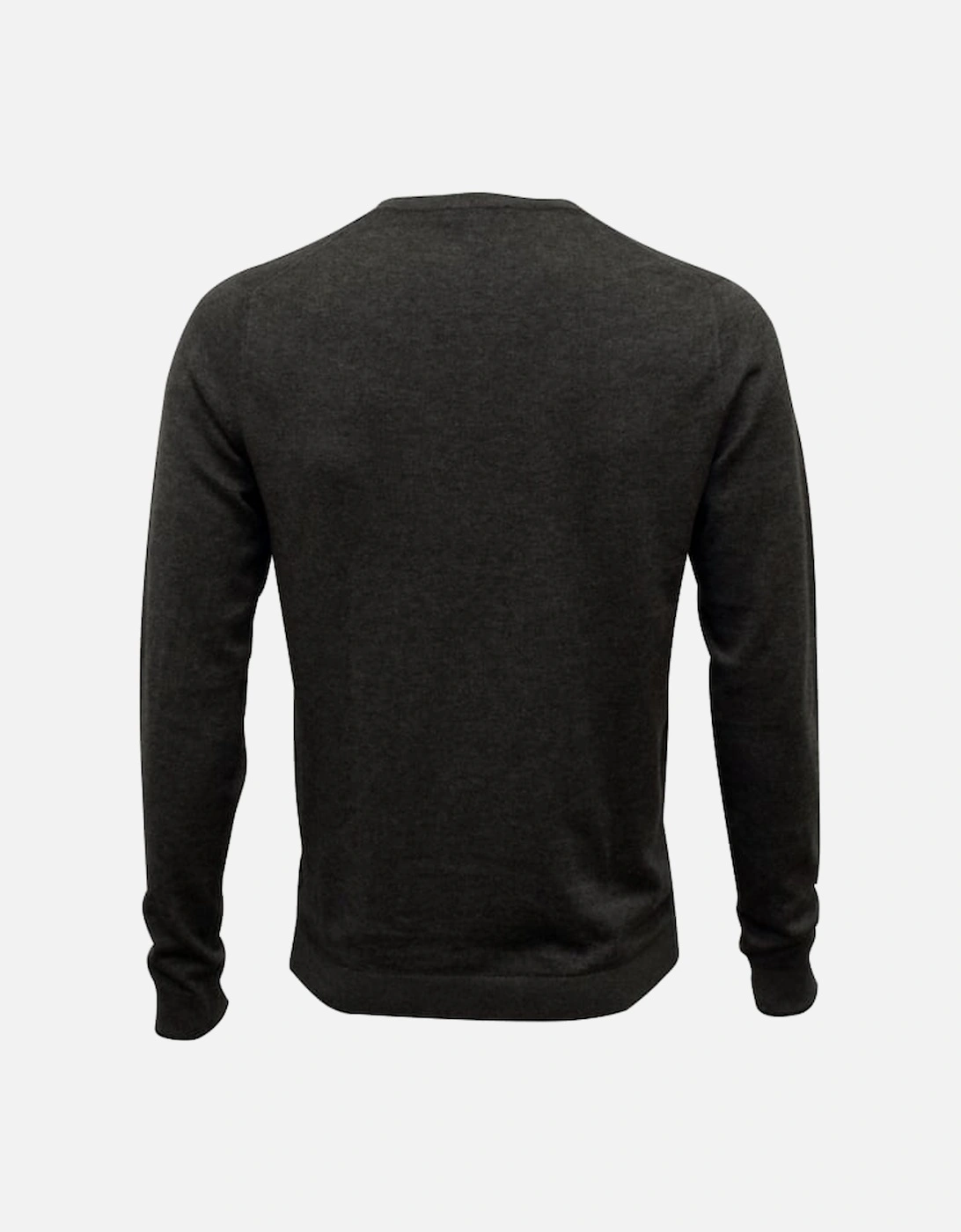 Saul Crew-Neck Ribbed Knit Sweater, Dark Grey Melange