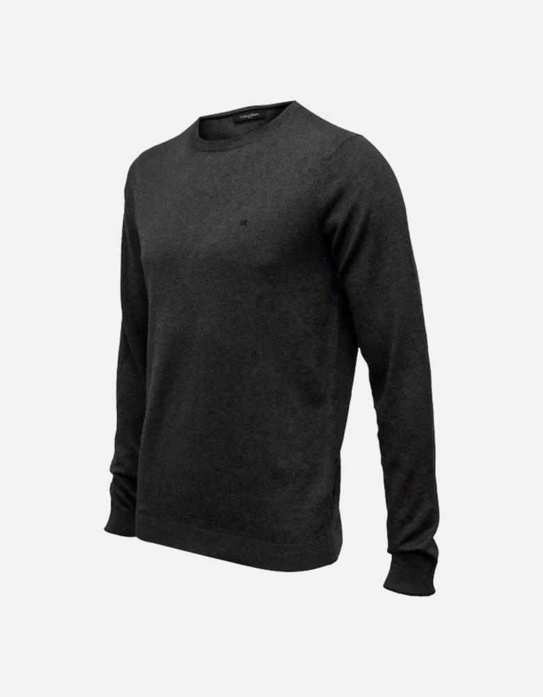 Saul Crew-Neck Ribbed Knit Sweater, Dark Grey Melange