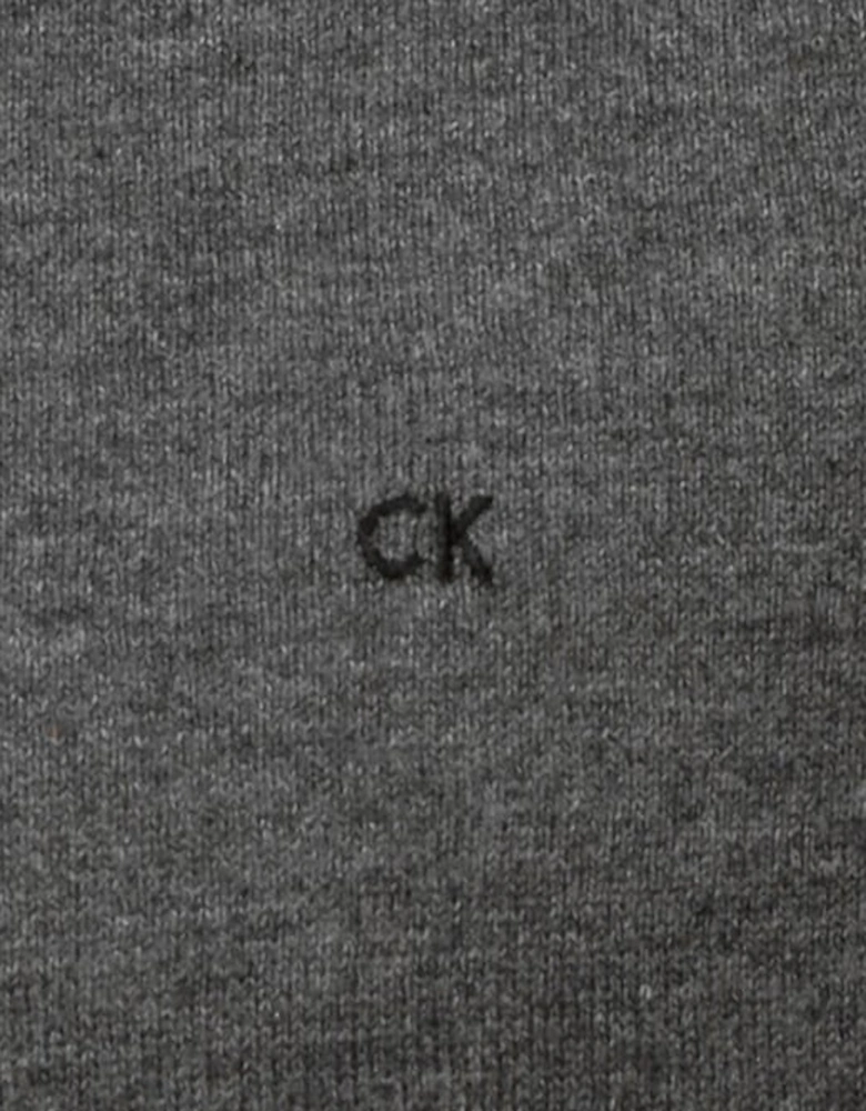Saul Crew-Neck Ribbed Knit Sweater, Dark Grey Melange