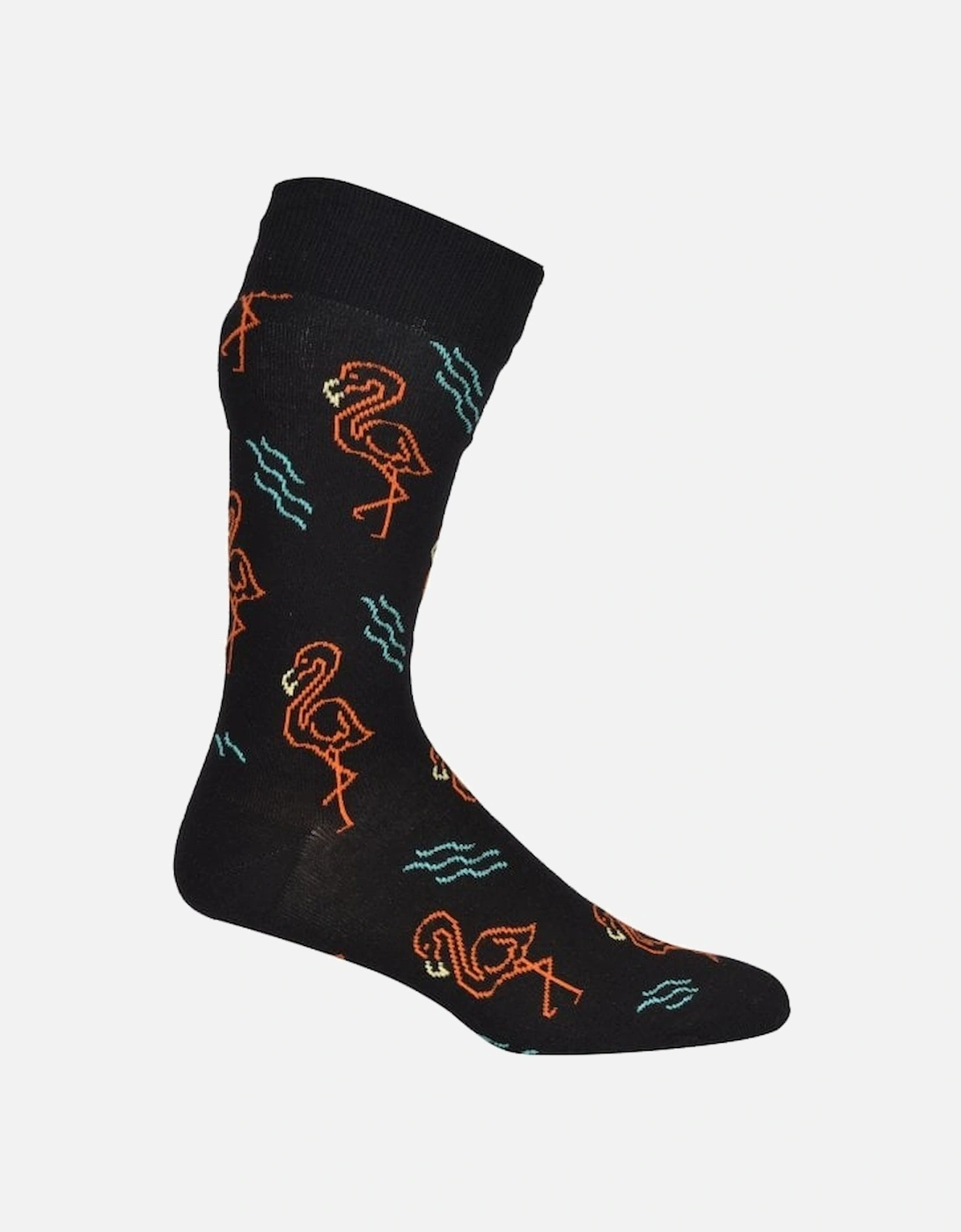 Glowing Flamingo Socks, Black