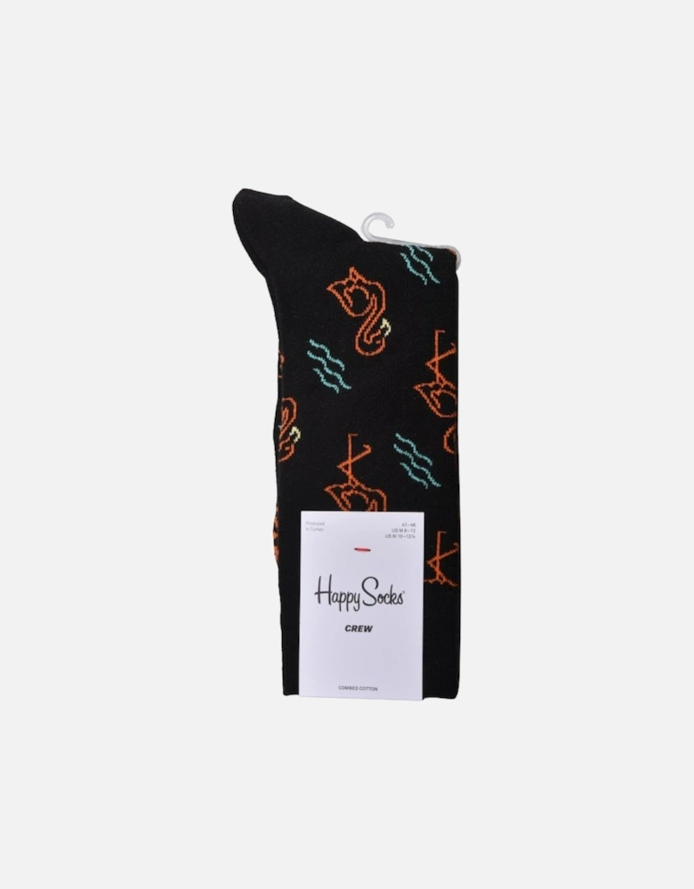 Glowing Flamingo Socks, Black