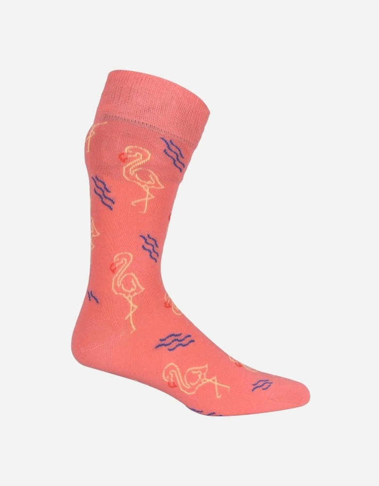 Glowing Flamingo Socks, Salmon Pink