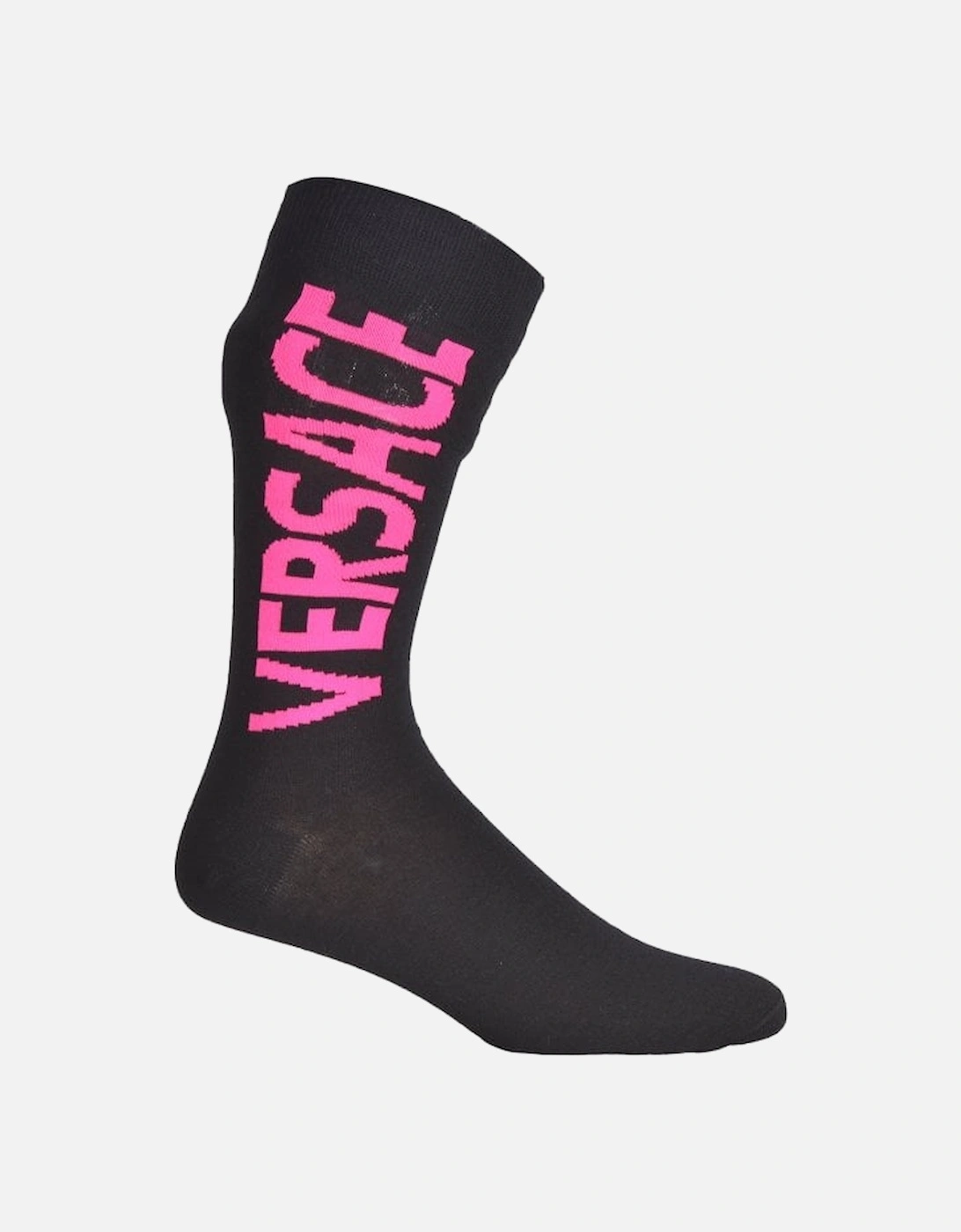 Script Logo Sports Socks, Black/pink