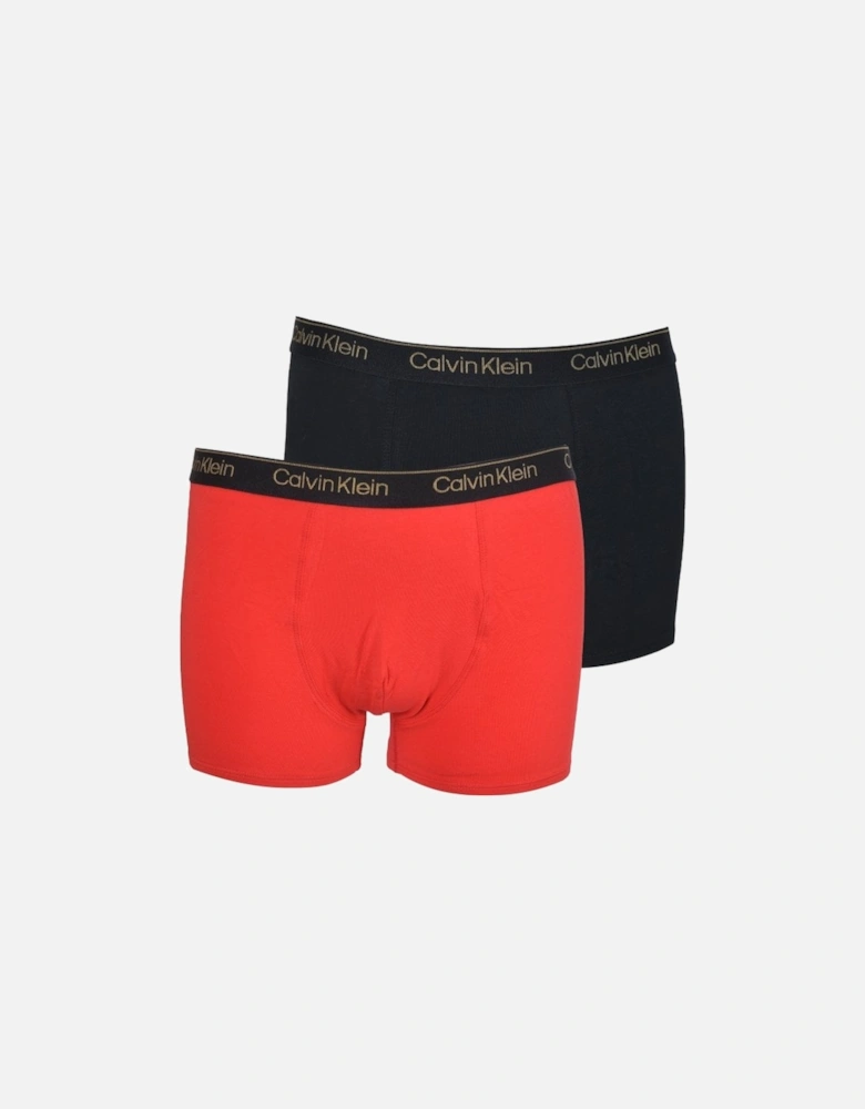 2-Pack Golden Logoband Boys Boxer Trunks, Red/Black