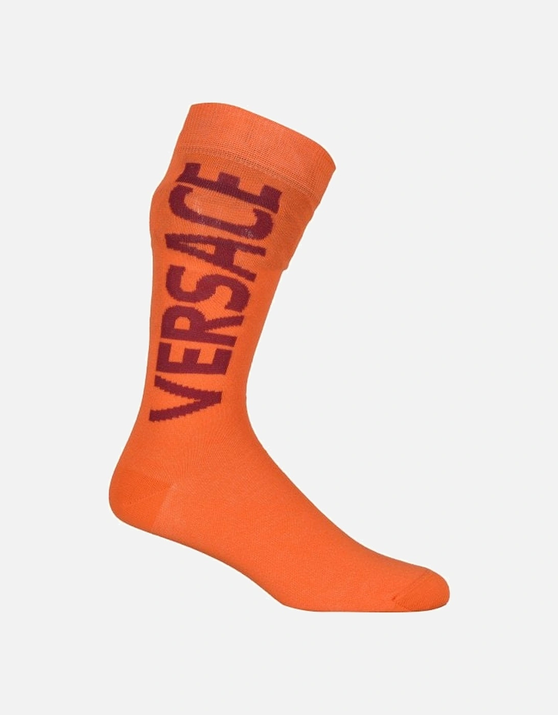 Script Logo Sports Socks, Orange/burgundy