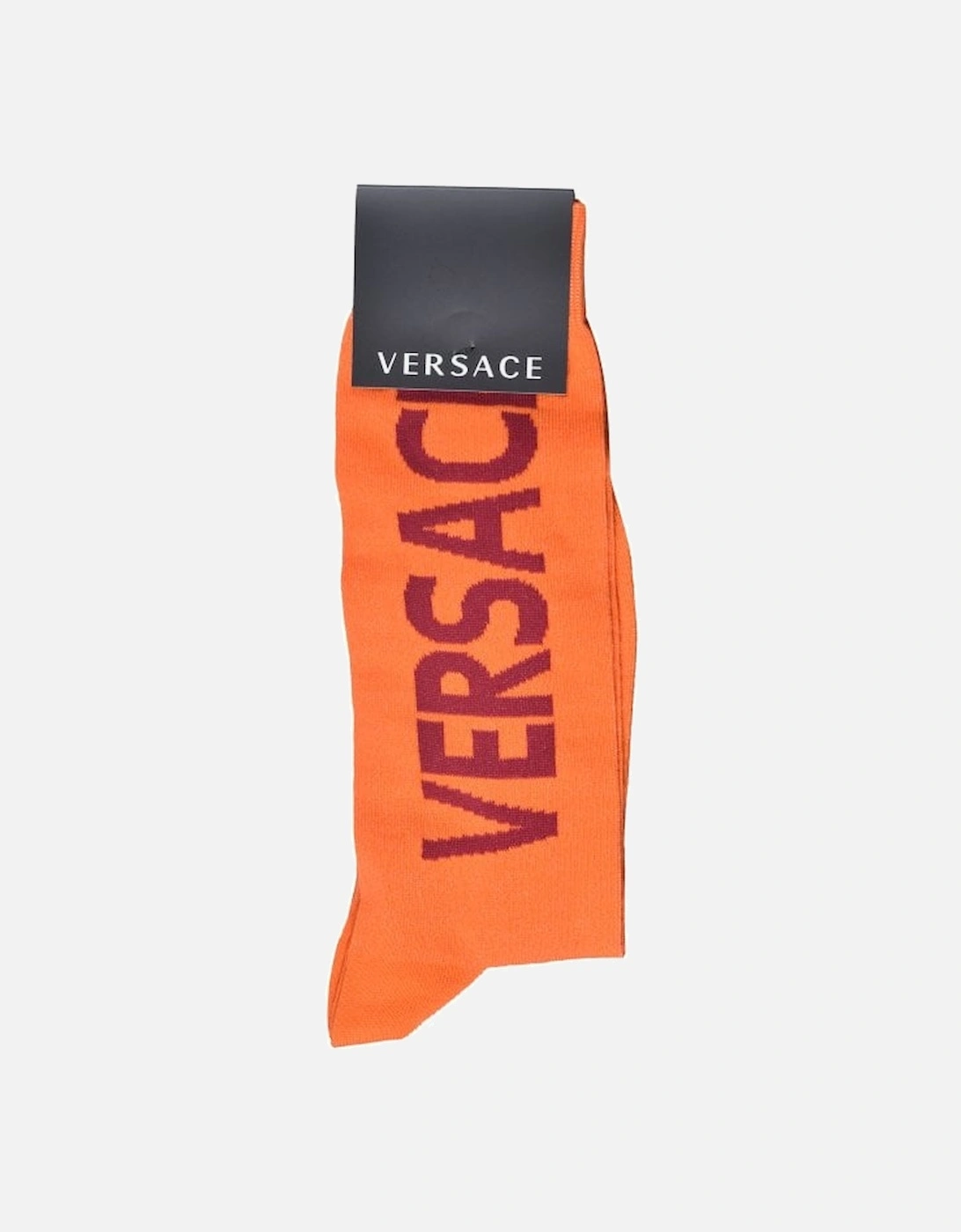 Script Logo Sports Socks, Orange/burgundy