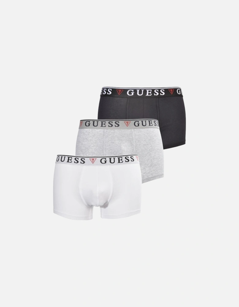 3-Pack Classic Logo Boxer Trunks, Black/White/Grey