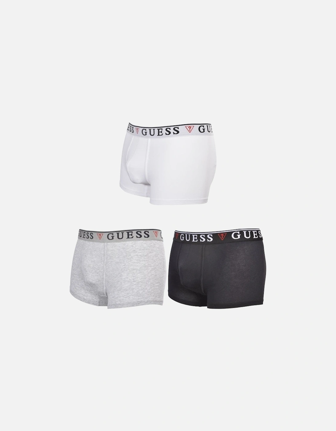 3-Pack Classic Logo Boxer Trunks, Black/White/Grey