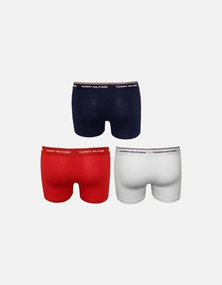 3-Pack Premium Essentials Boxer Trunks, Navy/Red/White