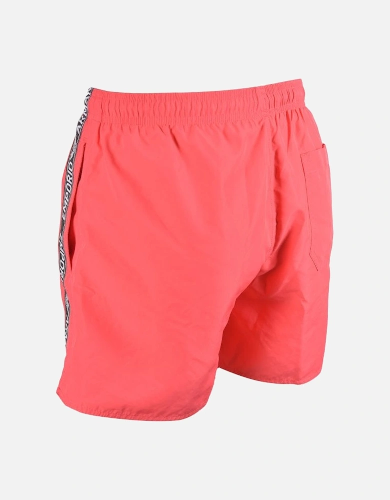 Bold Logo Tape Swim Shorts, Coral Pink