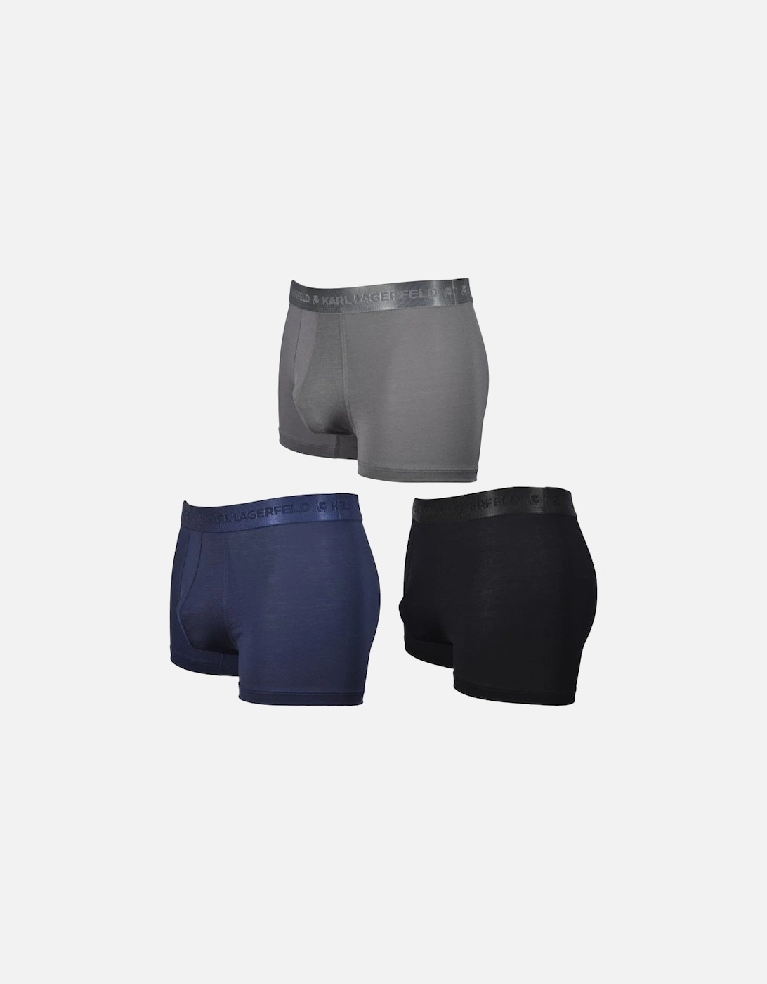 3-Pack Premium Lyocell Boxer Trunks Gift Box, Black/Grey/Navy