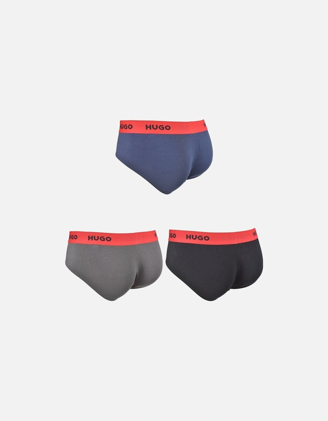 3-Pack Classic Logo Briefs, Black/Grey/Navy