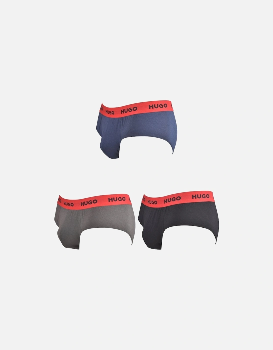 3-Pack Classic Logo Briefs, Black/Grey/Navy