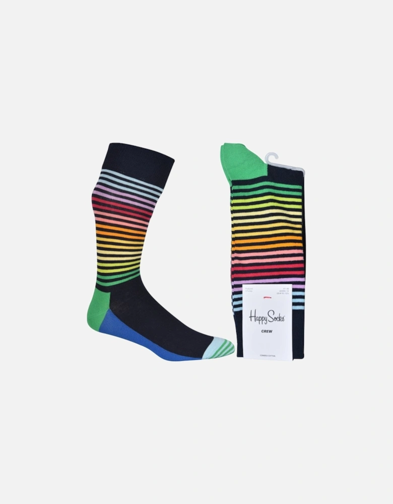 Half Stripe Socks, Navy/multi