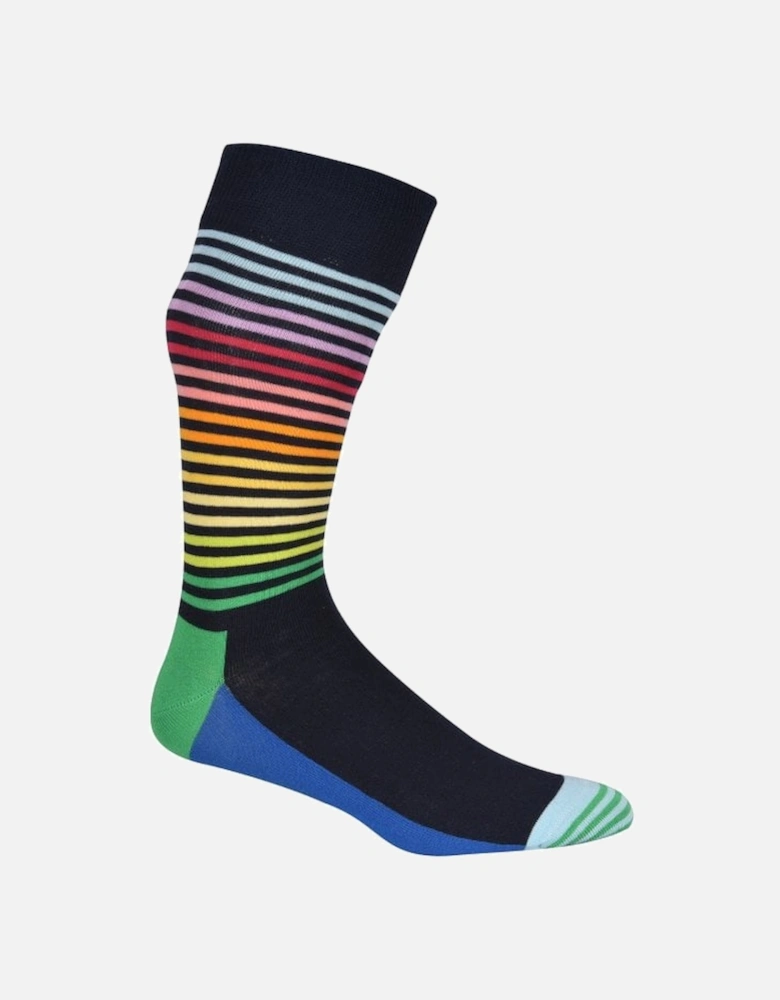 Half Stripe Socks, Navy/multi