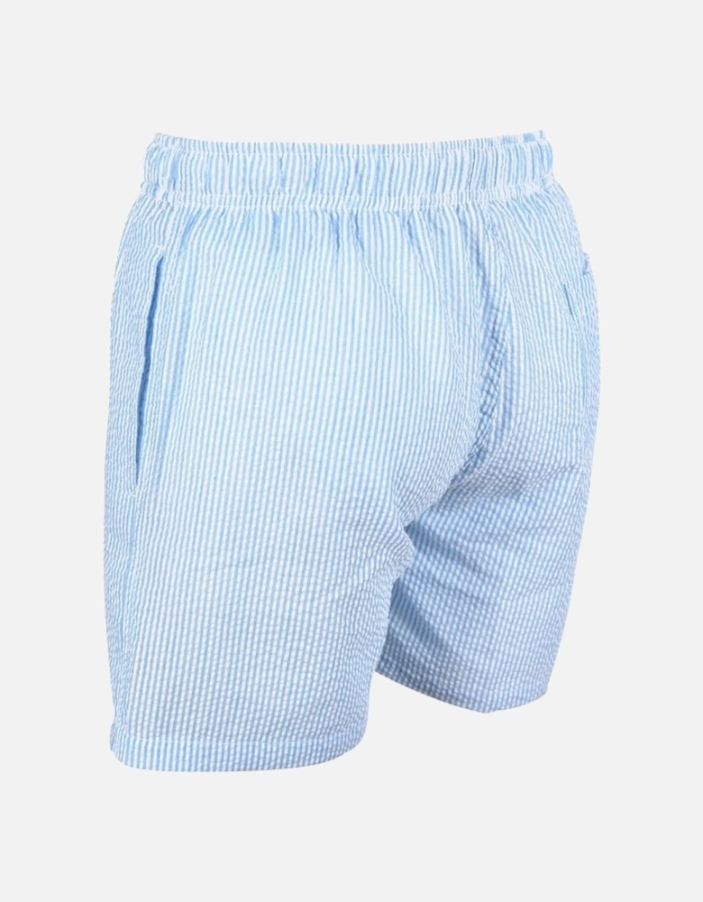 Seersucker Swim Shorts, Seafoam Blue