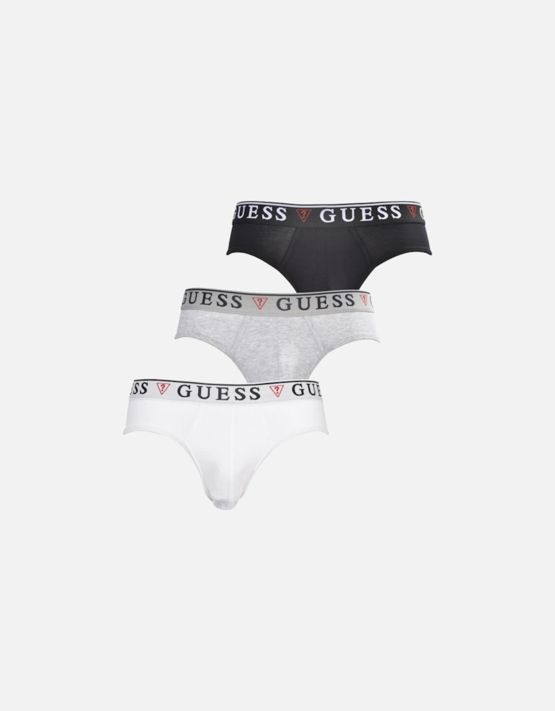 3-Pack Classic Logo Briefs, Black/White/Grey