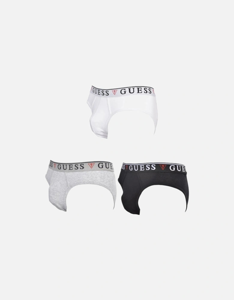 3-Pack Classic Logo Briefs, Black/White/Grey